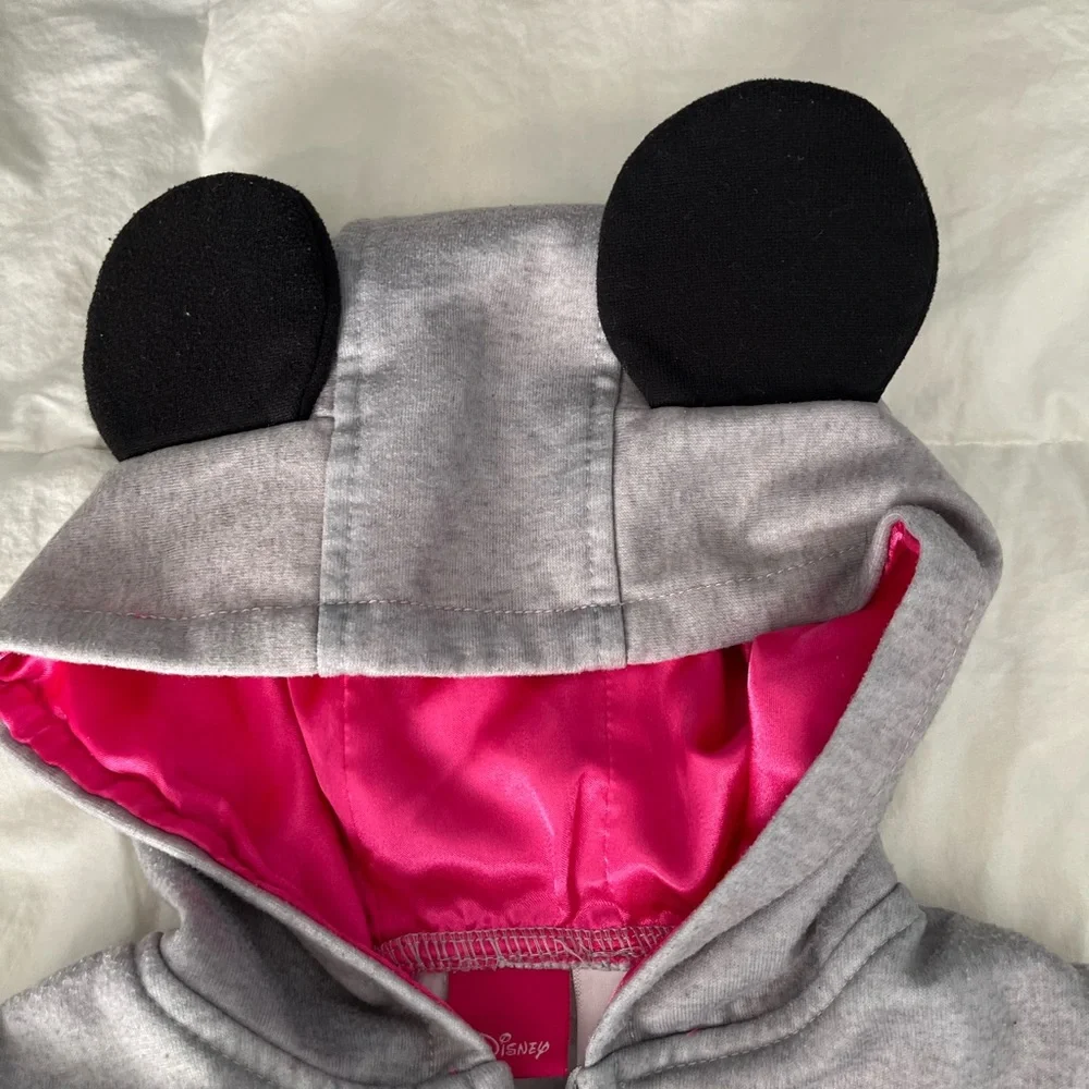 Kids Minnie Mouse Hoodie - Pink and Grey - Picture 2 of 7